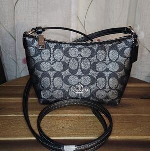 Coach Zip Top Crossbody Bag in Signature Canvas Silver/Gunmetal